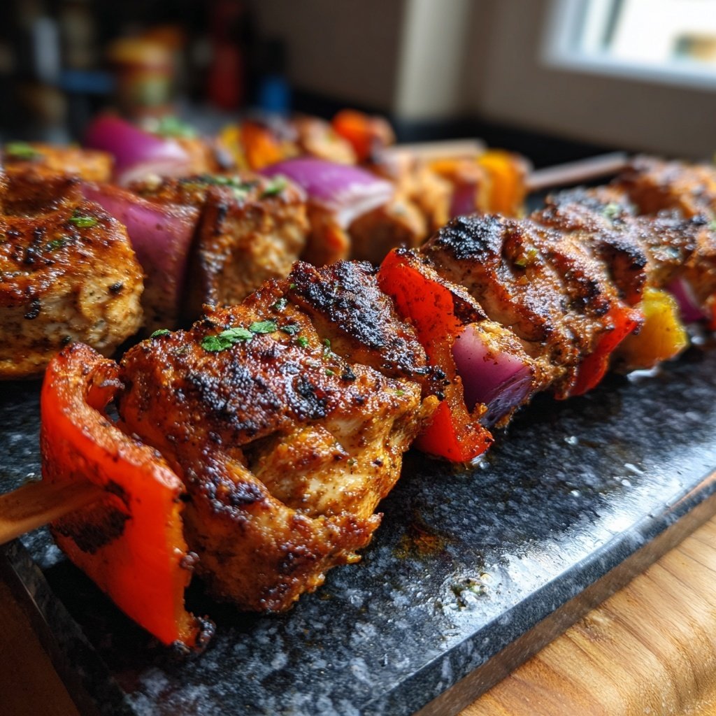 Gegrillte Hähnchenspieße