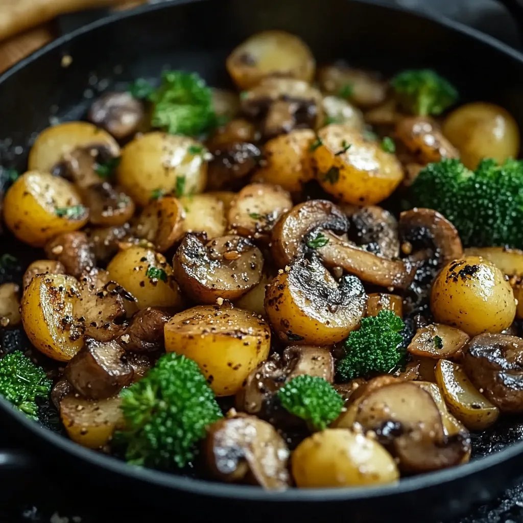 Brokkoli Kartoffel Pfanne mit Pilzen