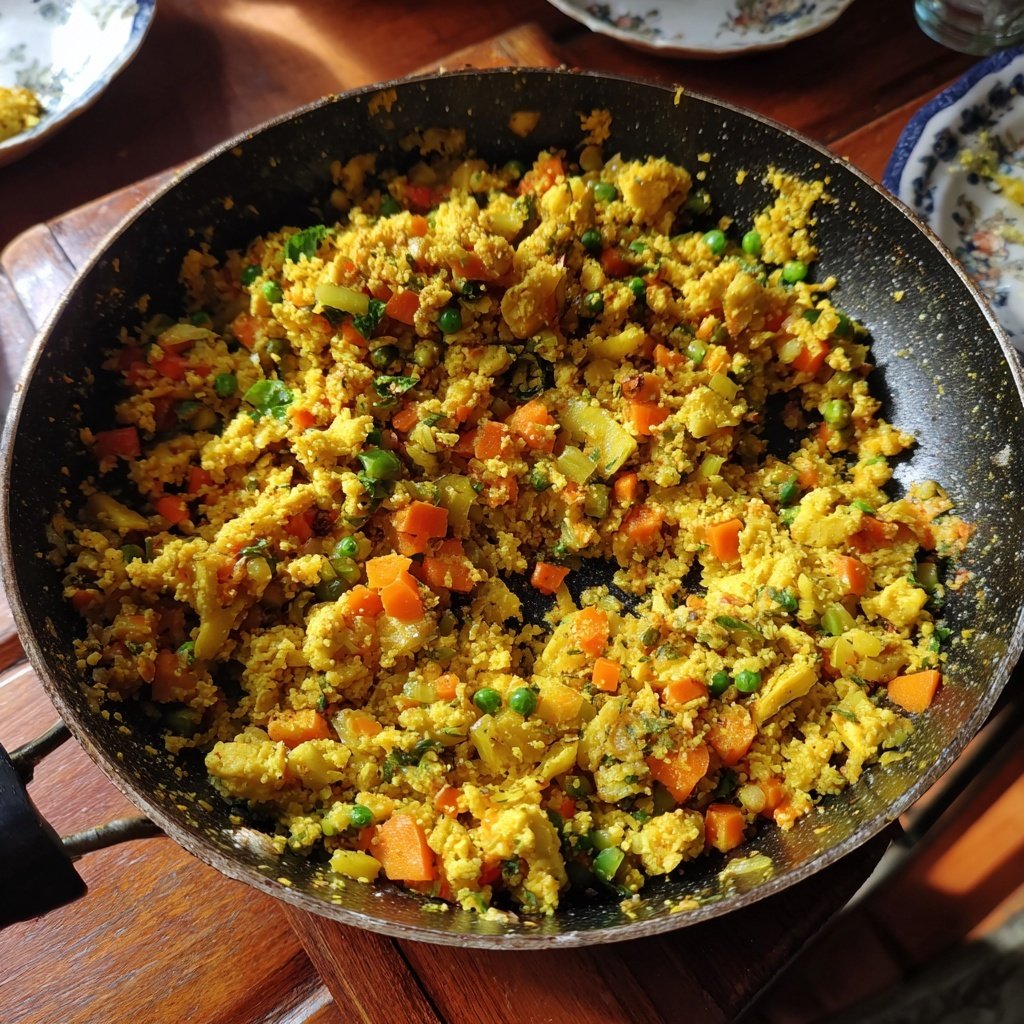 Mittagessen mit Gemüse-Reispfanne