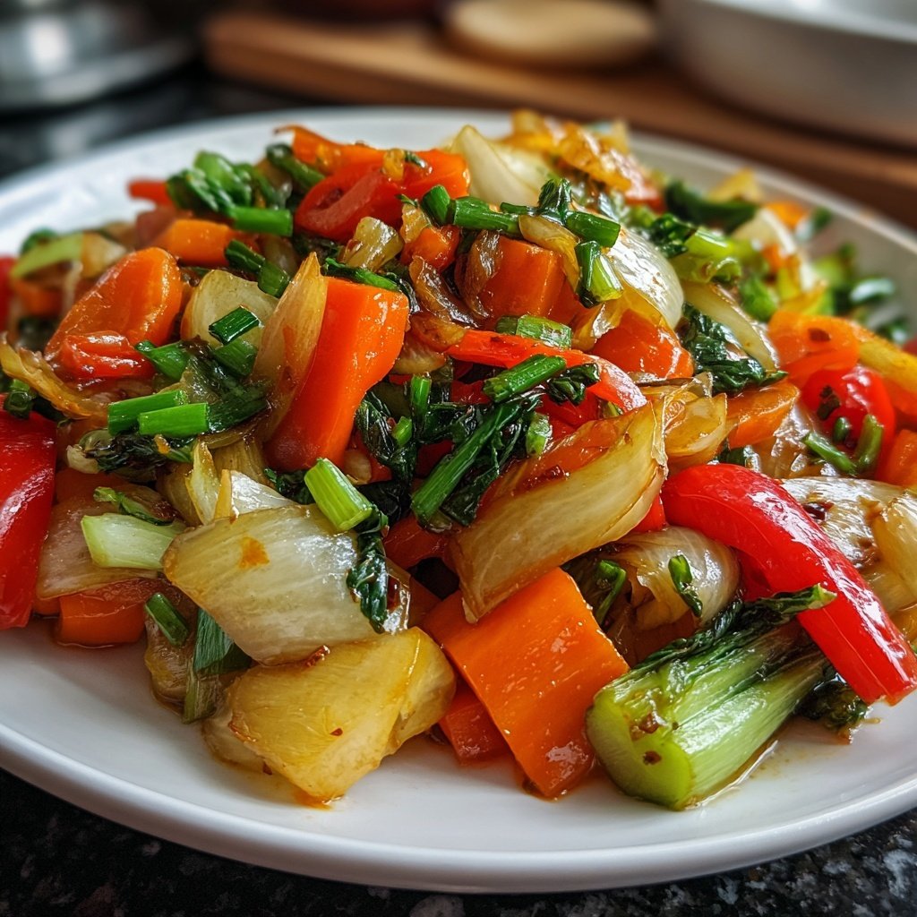 Asiatische Gemüsepfanne mit Sojasauce