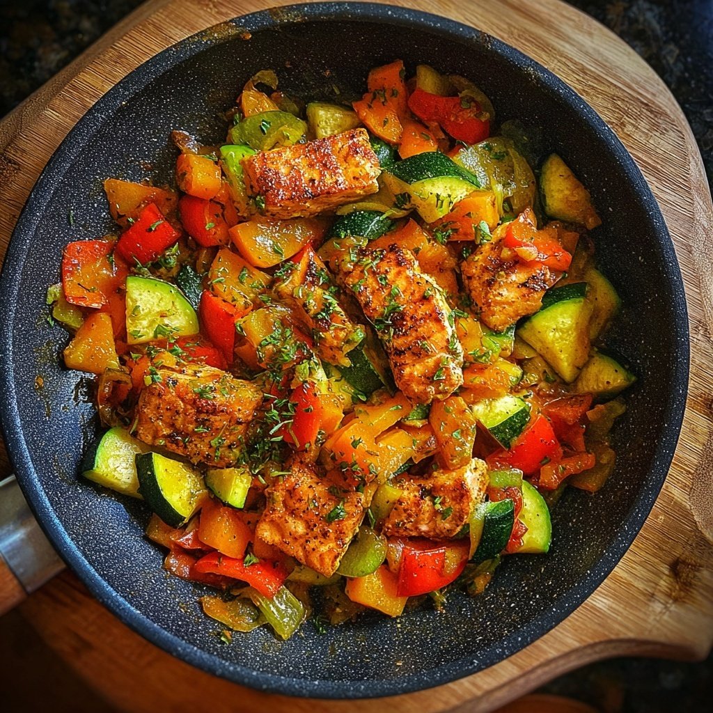 Kalorienarme Lachs Pfanne Mit Gemüse