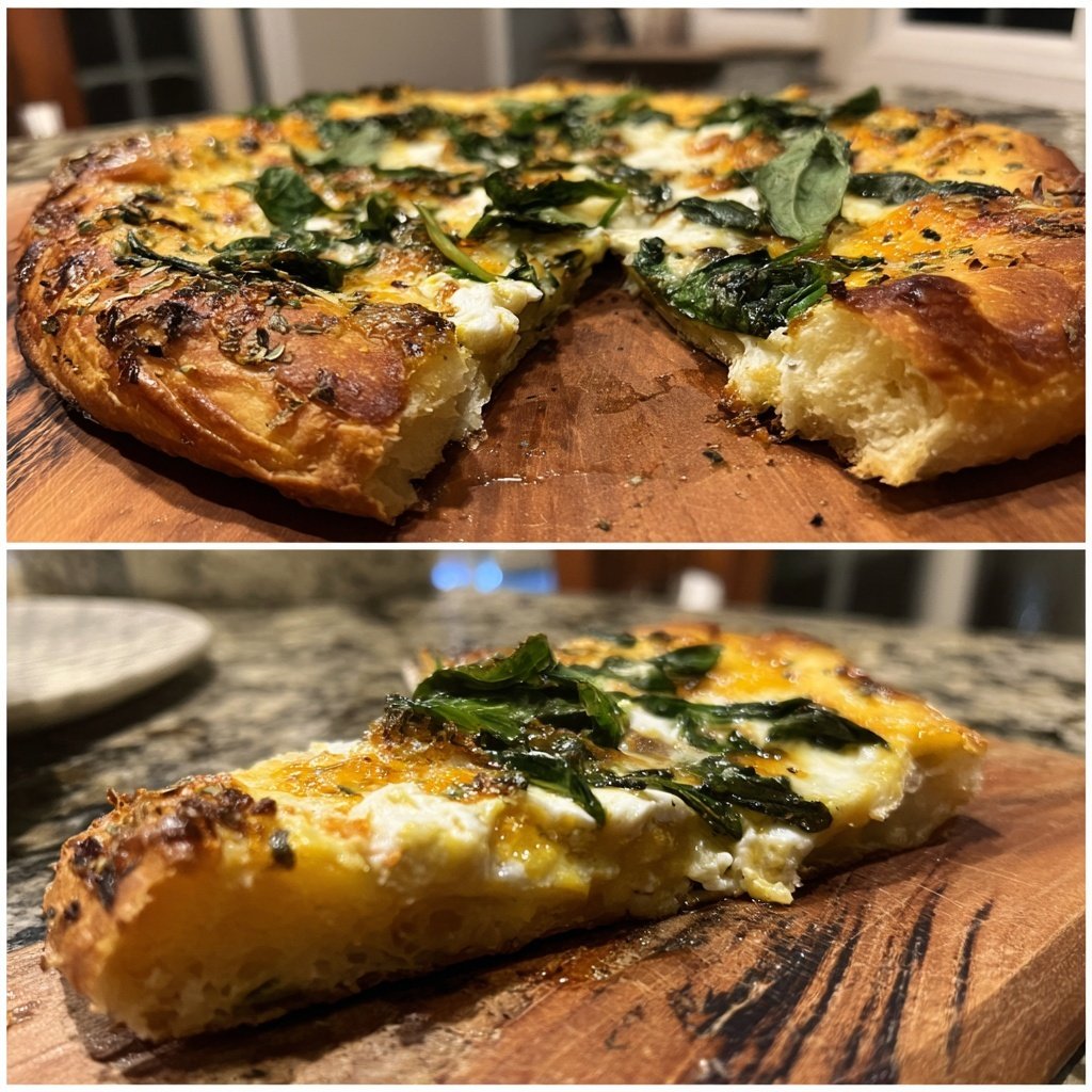 Pizza mit Spinat und Zitronenöl