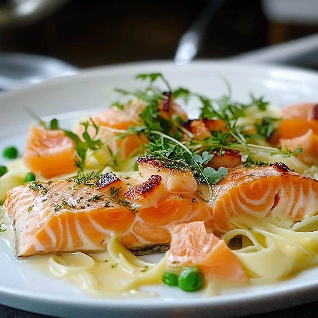 Nudelauflauf mit Lachs und Sahne