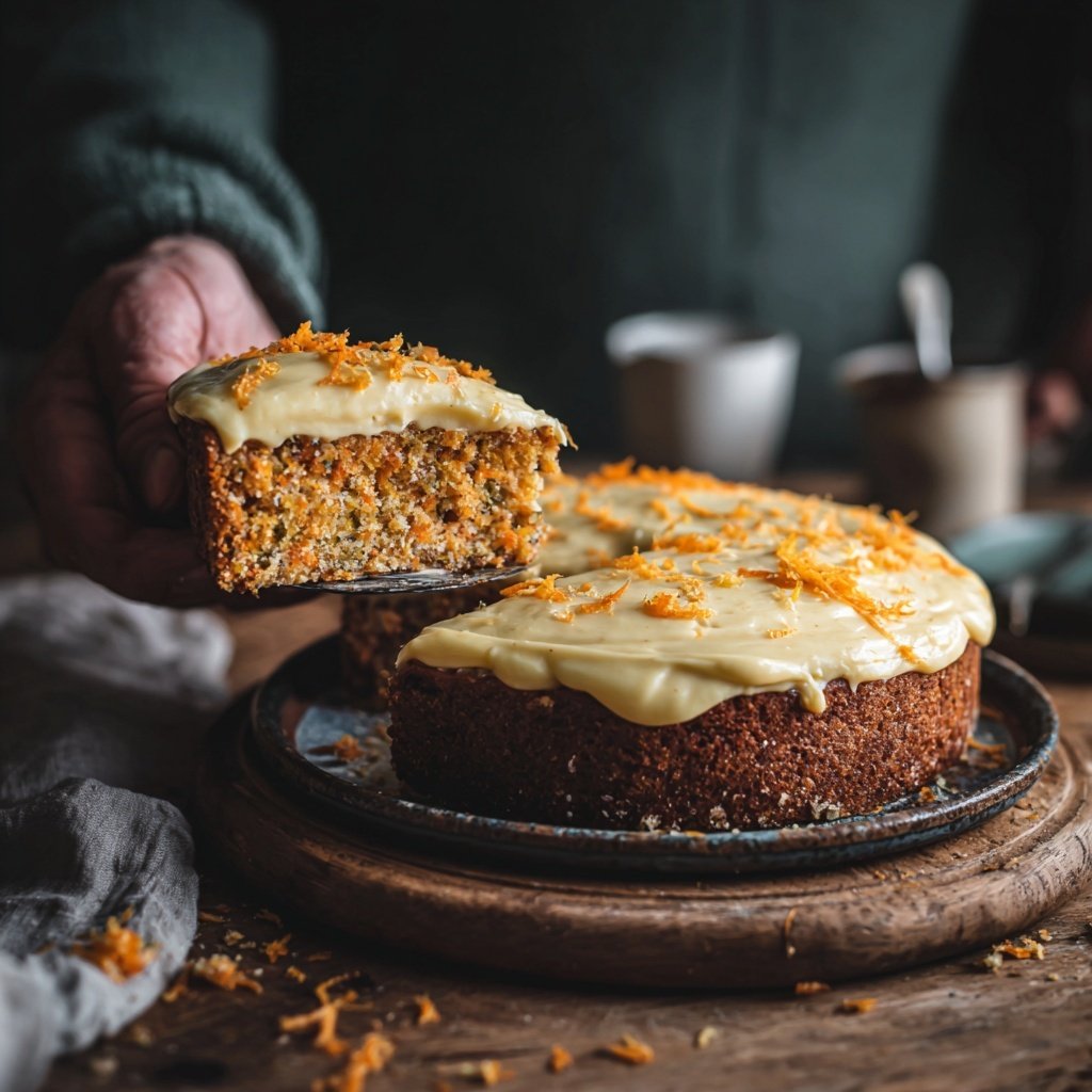 Karottenkuchen Mit Orangensaft Im Teig