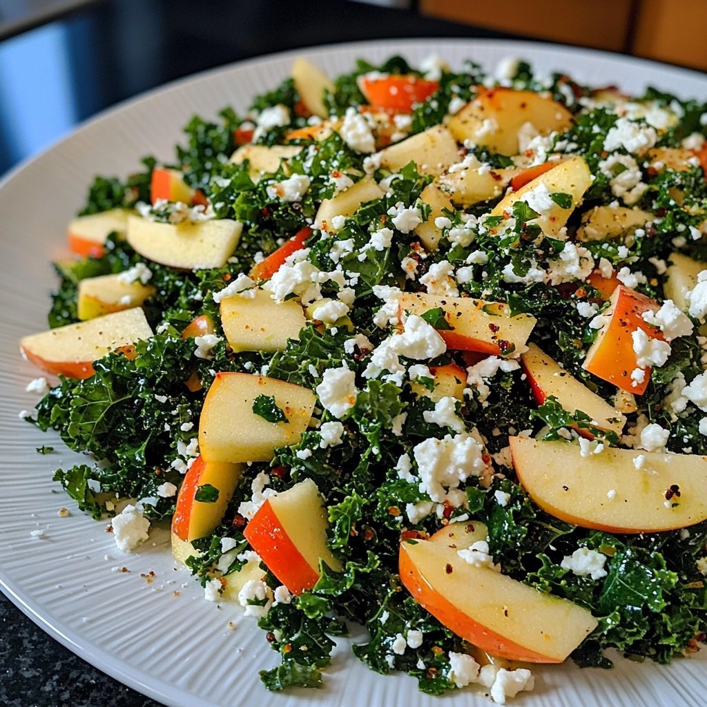 Grünkohlsalat mit Apfel und Feta