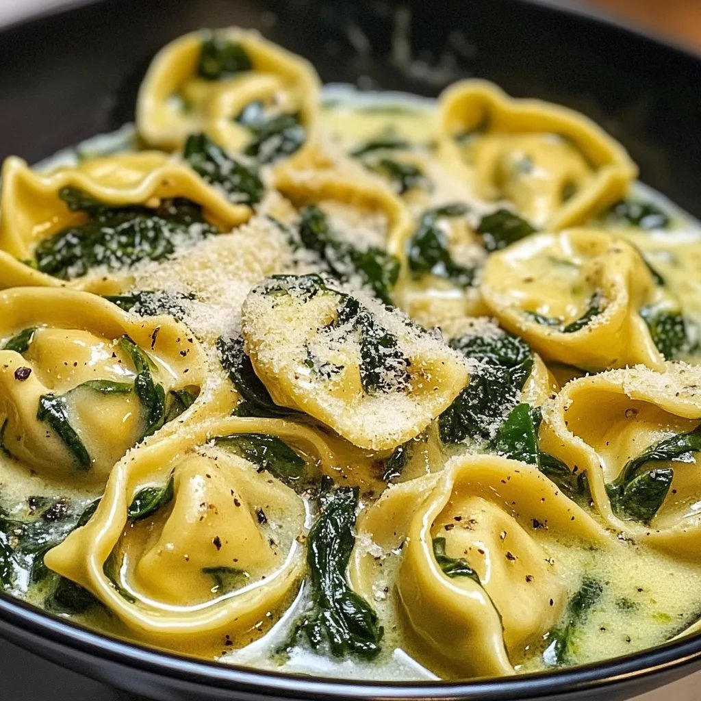 Cremige Tortellini mit Spinat-Frischkäsesauce